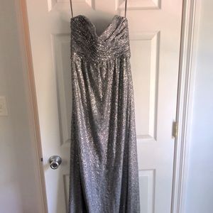 Silver strapless sequin gown
